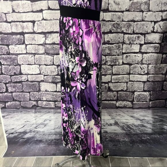 Susan Lawrence Black, Purple & White Empire Style Dress Size MP - Picture 5 of 9